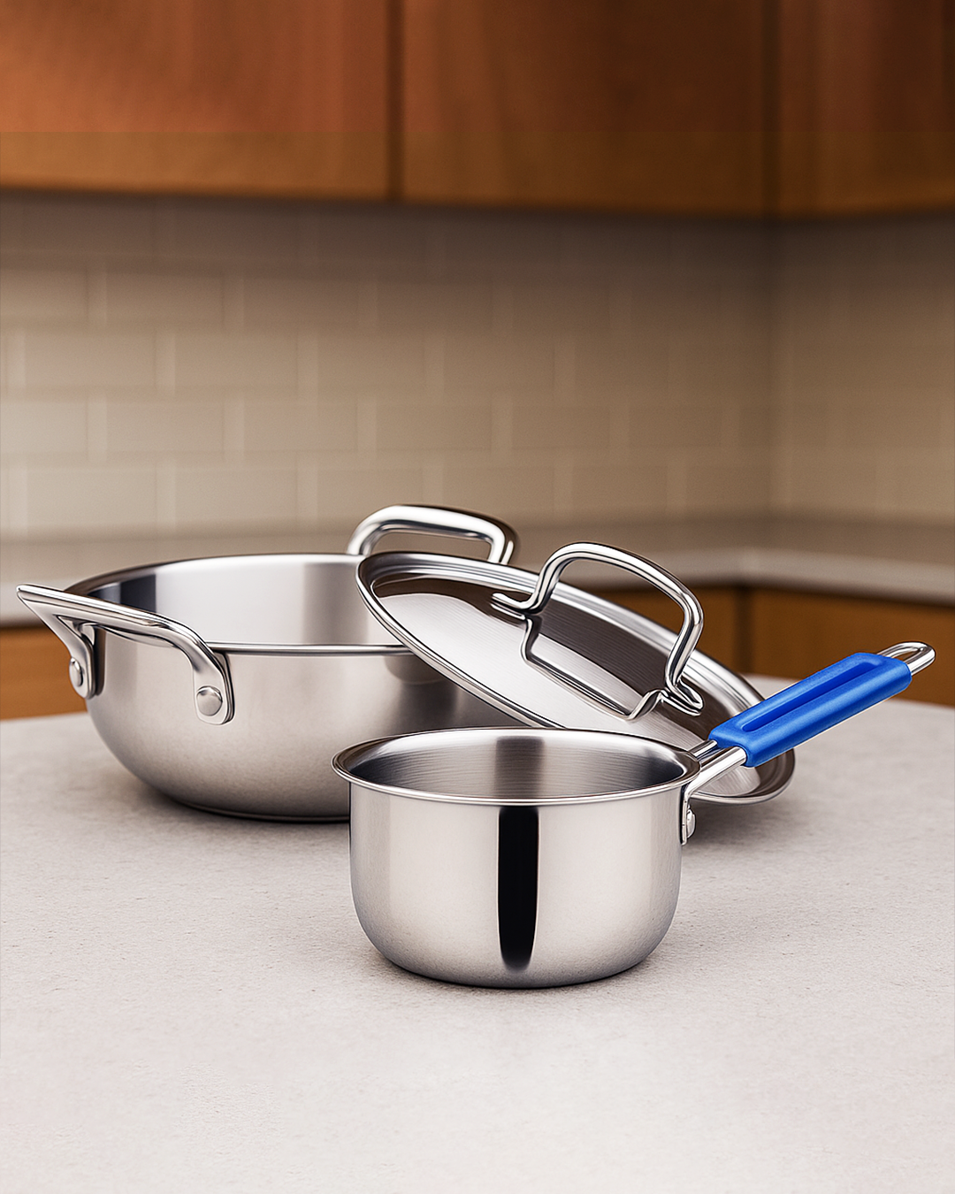 Triply Stainless Steel Honeycomb Scratch Resistant Pan